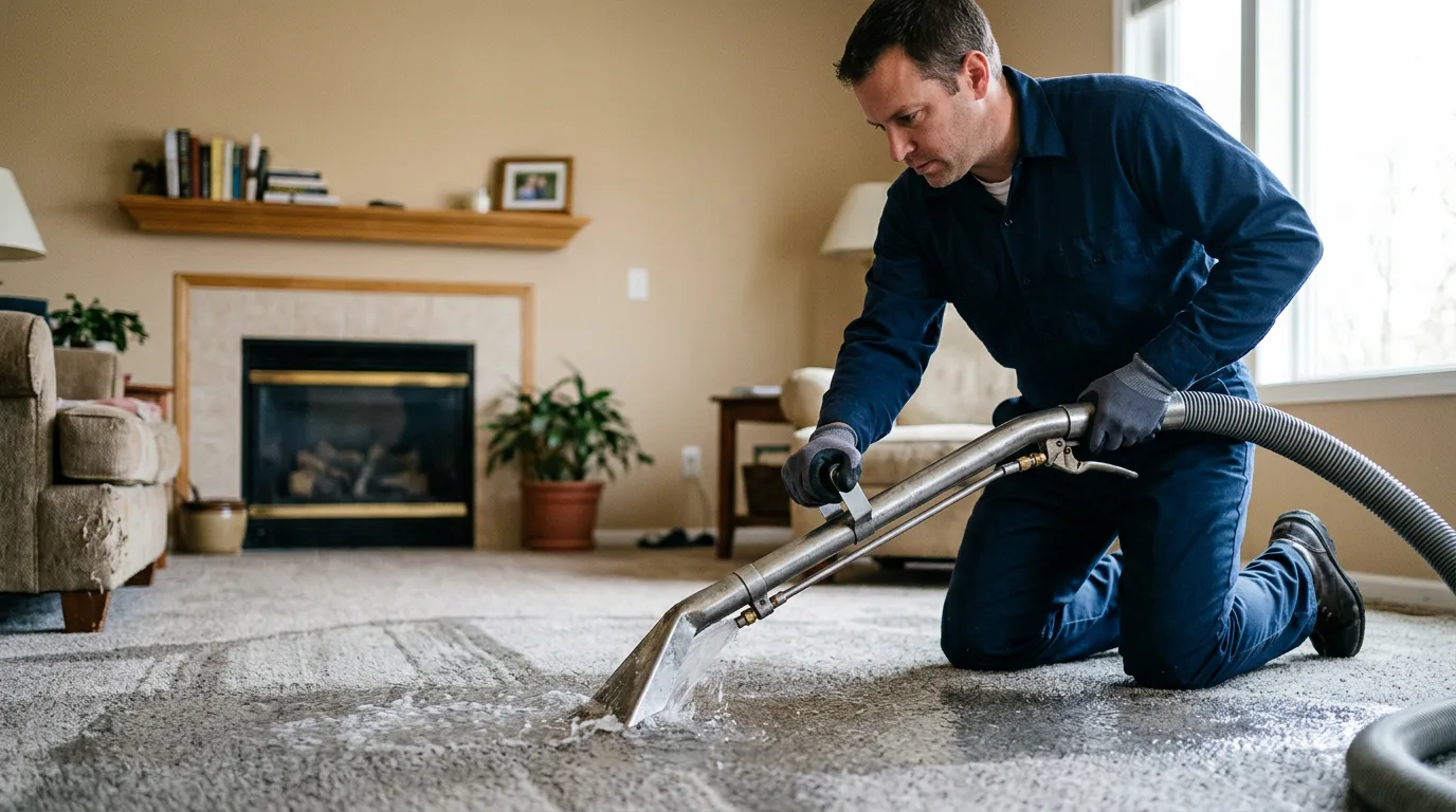 Water damage restoration technician working near Marion, LA